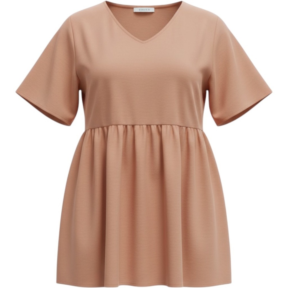 Zenana Soft V-Neck Babydoll Dress dusty‎ rose Short Sleeve Women Medium